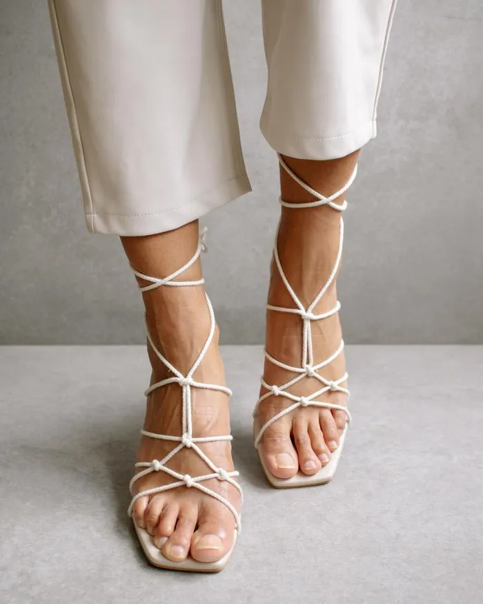 ALOHAS Heels Women Unique 8211 White Heeled Sandals