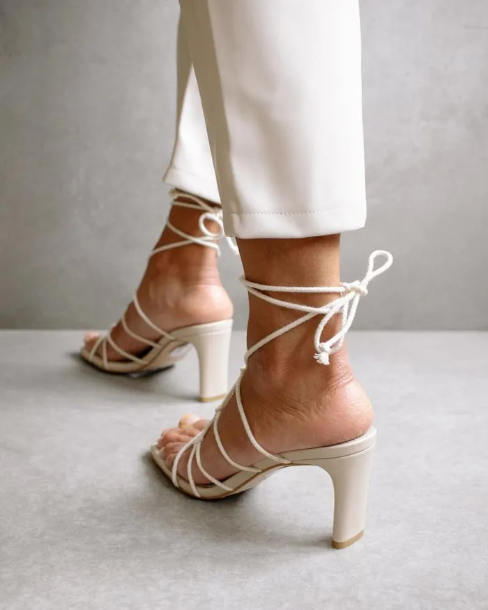 ALOHAS Heels Women Unique 8211 White Heeled Sandals
