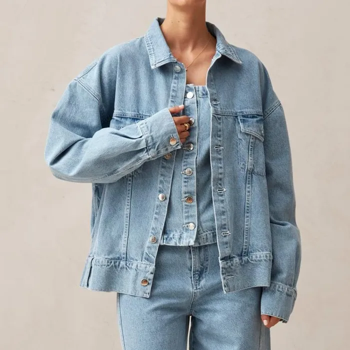 ALOHAS Jackets Women Alaska 8211 Blue Denim Jacket