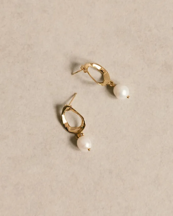 ALOHAS Jewelry Women Cocoa 8211 Gold Pearl Earrings