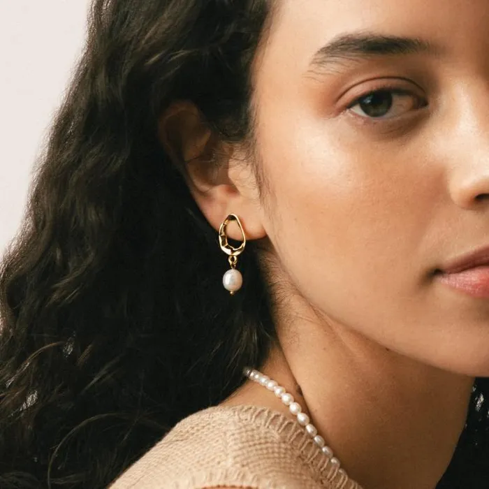 ALOHAS Jewelry Women Cocoa 8211 Gold Pearl Earrings