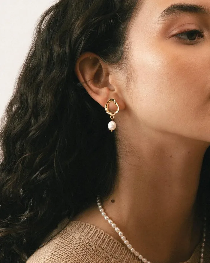 ALOHAS Jewelry Women Cocoa 8211 Gold Pearl Earrings