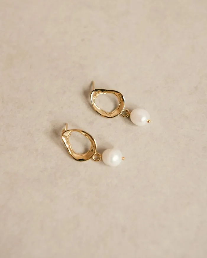 ALOHAS Jewelry Women Cocoa 8211 Gold Pearl Earrings