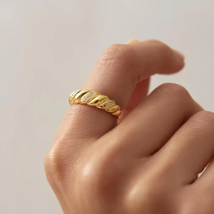 ALOHAS Jewelry Women Cyborg 8211 Gold And Crystal Ring