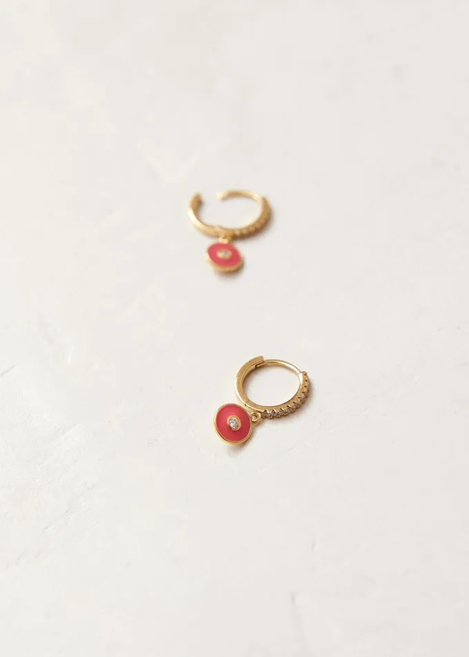 ALOHAS Jewelry Women Globe 8211 Gold And Red Earrings