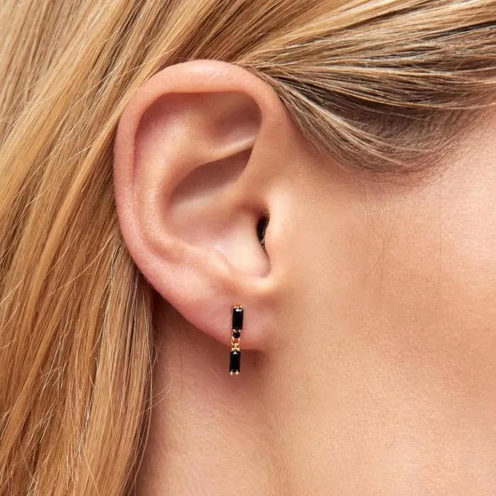 ALOHAS Jewelry Women Link 8211 Gold And Black Crystal Earrings