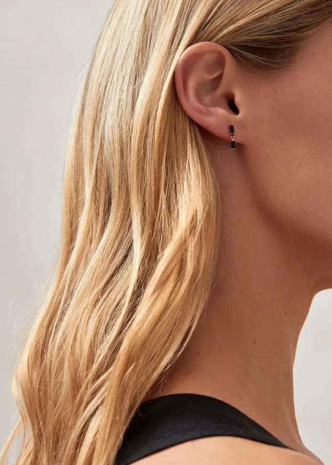 ALOHAS Jewelry Women Link 8211 Gold And Black Crystal Earrings
