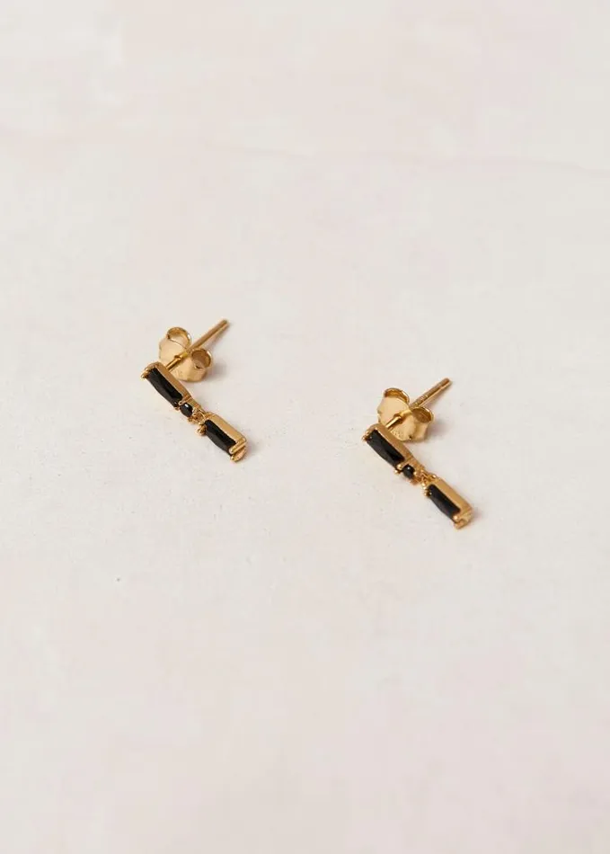 ALOHAS Jewelry Women Link 8211 Gold And Black Crystal Earrings