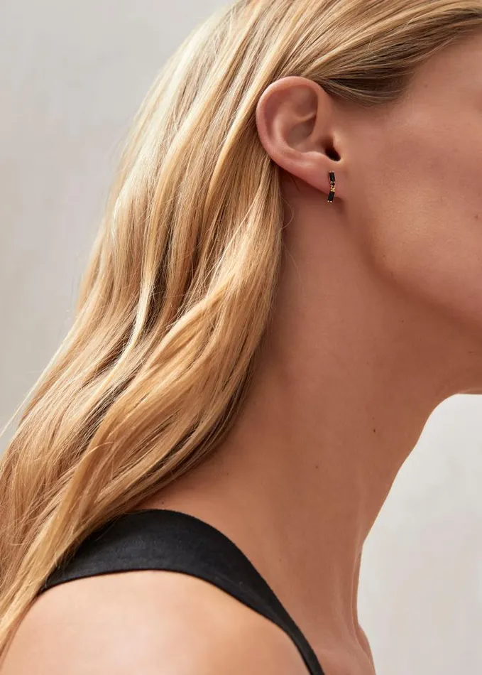 ALOHAS Jewelry Women Link 8211 Gold And Black Crystal Earrings