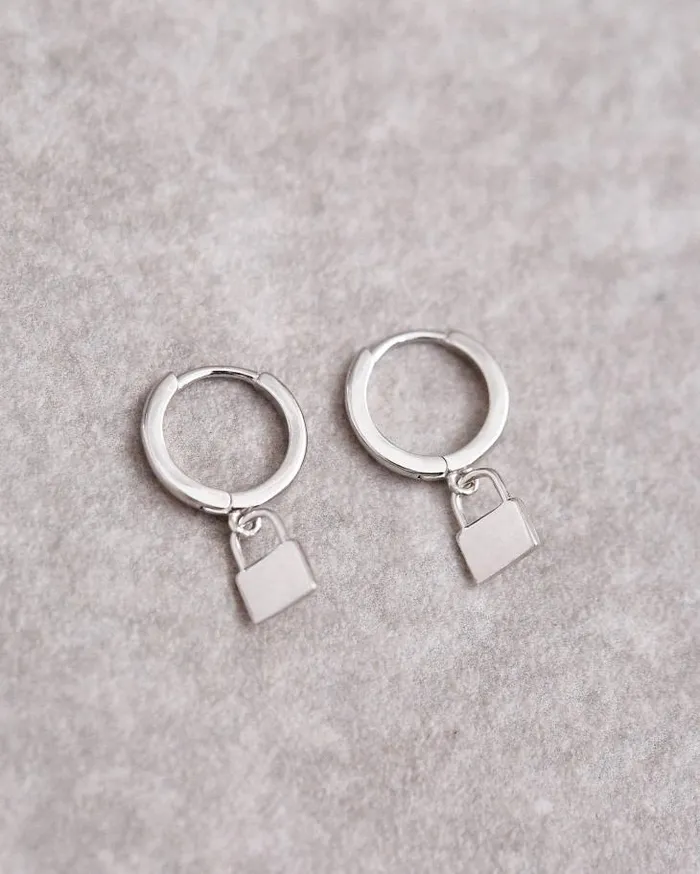 ALOHAS Jewelry Women Lock 8211 Silver Earrings