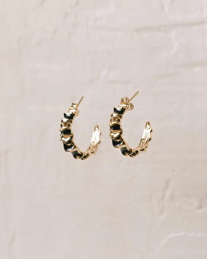 ALOHAS Jewelry Women Meteorite 8211 Gold And Black Earrings