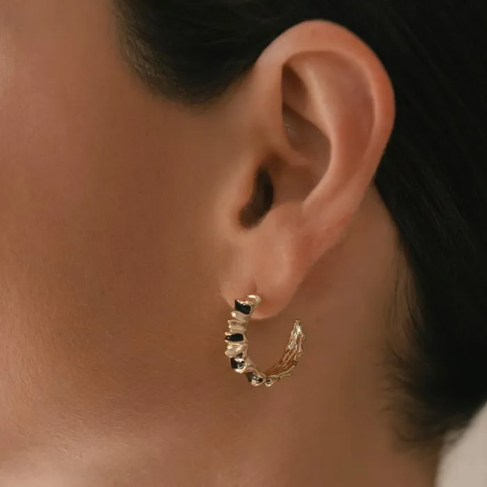 ALOHAS Jewelry Women Meteorite 8211 Gold And Black Earrings