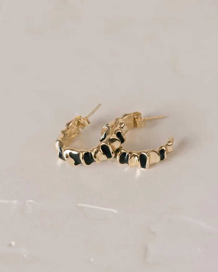 ALOHAS Jewelry Women Meteorite 8211 Gold And Black Earrings