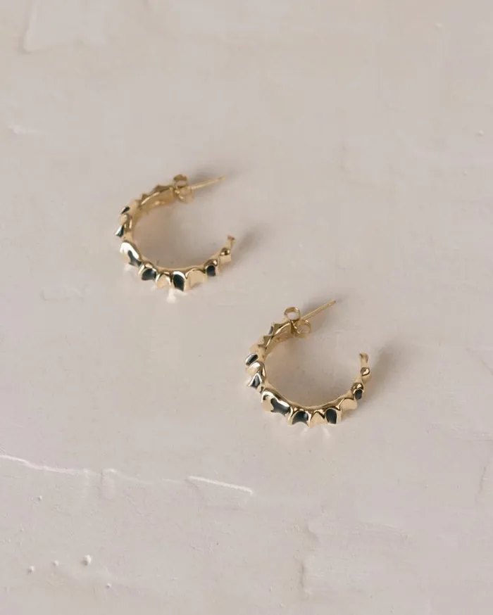 ALOHAS Jewelry Women Meteorite 8211 Gold And Black Earrings