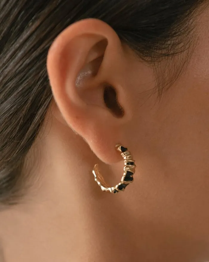 ALOHAS Jewelry Women Meteorite 8211 Gold And Black Earrings