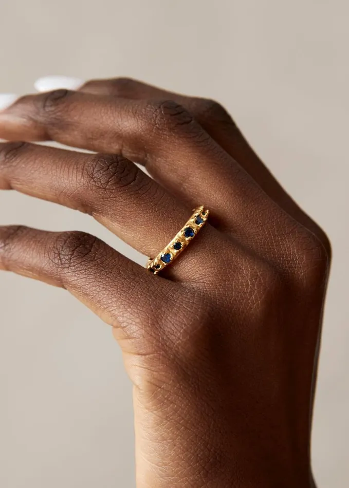 ALOHAS Jewelry Women Reef 8211 Gold And Blue Crystal Ring