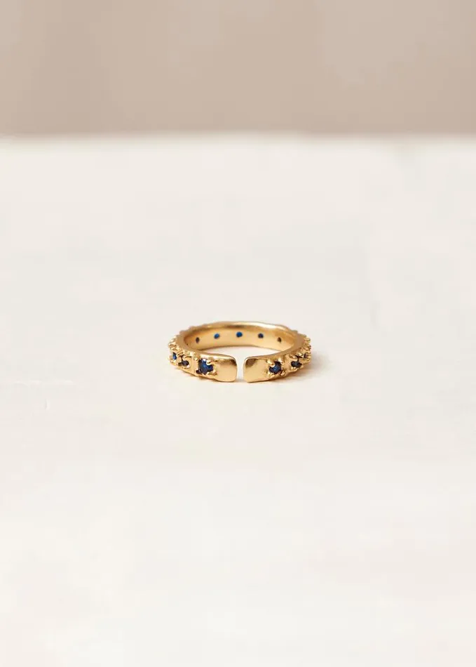 ALOHAS Jewelry Women Reef 8211 Gold And Blue Crystal Ring