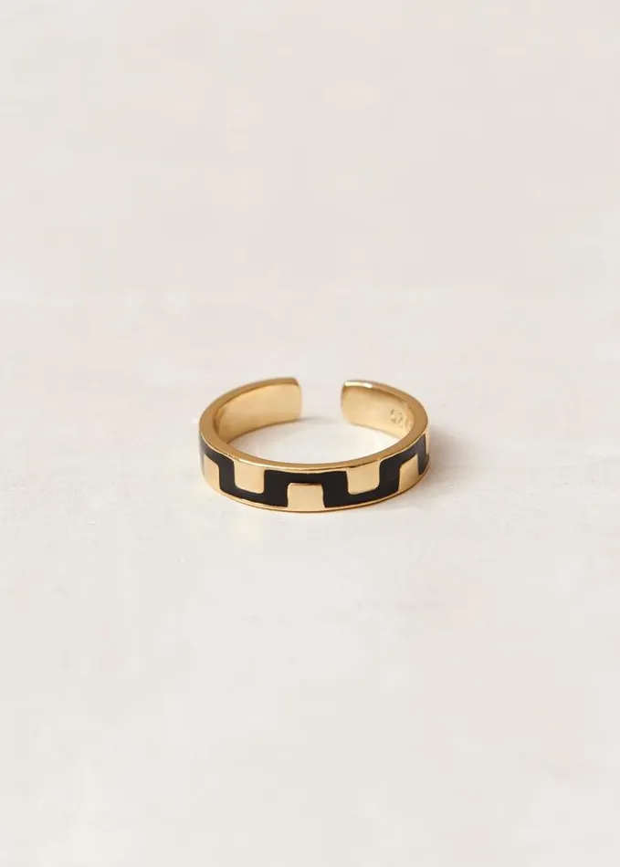 ALOHAS Jewelry Women Roxy 8211 Gold And Black Ring