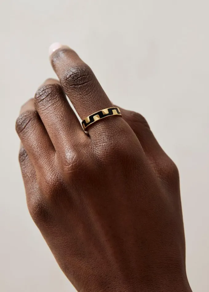 ALOHAS Jewelry Women Roxy 8211 Gold And Black Ring