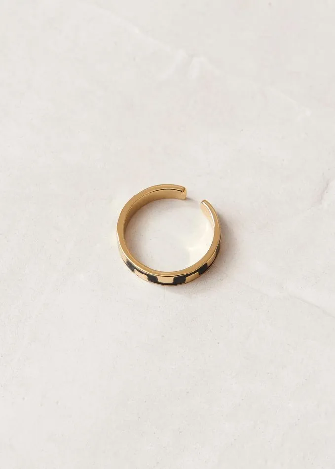 ALOHAS Jewelry Women Roxy 8211 Gold And Black Ring