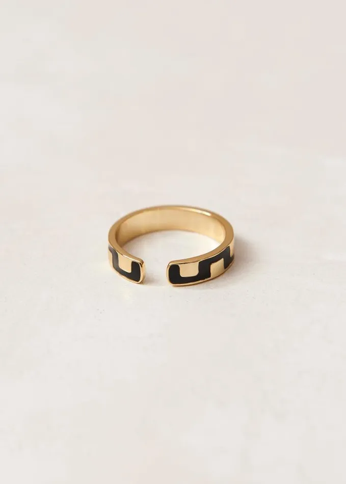 ALOHAS Jewelry Women Roxy 8211 Gold And Black Ring
