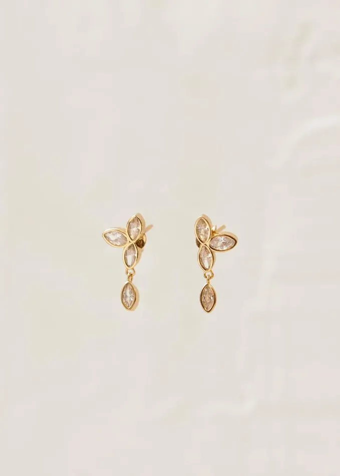 ALOHAS Jewelry Women Sunflower 8211 Clear Crystals Gold Earrings
