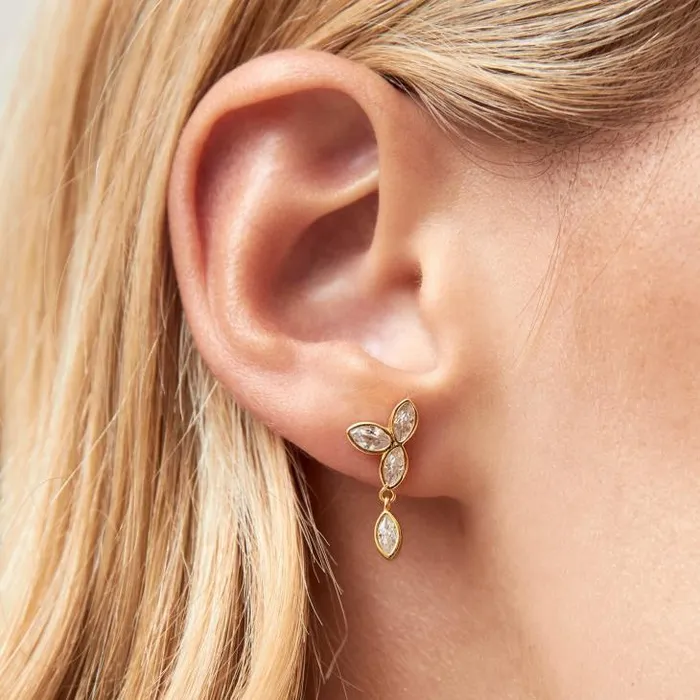 ALOHAS Jewelry Women Sunflower 8211 Clear Crystals Gold Earrings