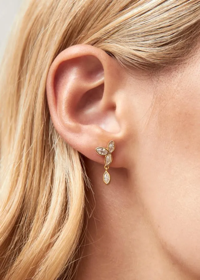 ALOHAS Jewelry Women Sunflower 8211 Clear Crystals Gold Earrings
