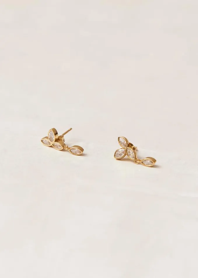 ALOHAS Jewelry Women Sunflower 8211 Clear Crystals Gold Earrings