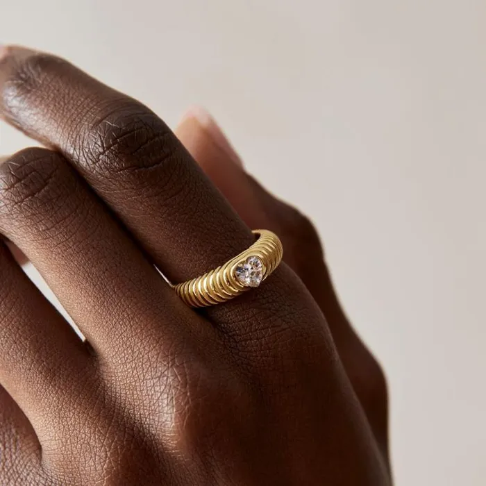 ALOHAS Jewelry Women Zap 8211 Gold And Crystal Ring