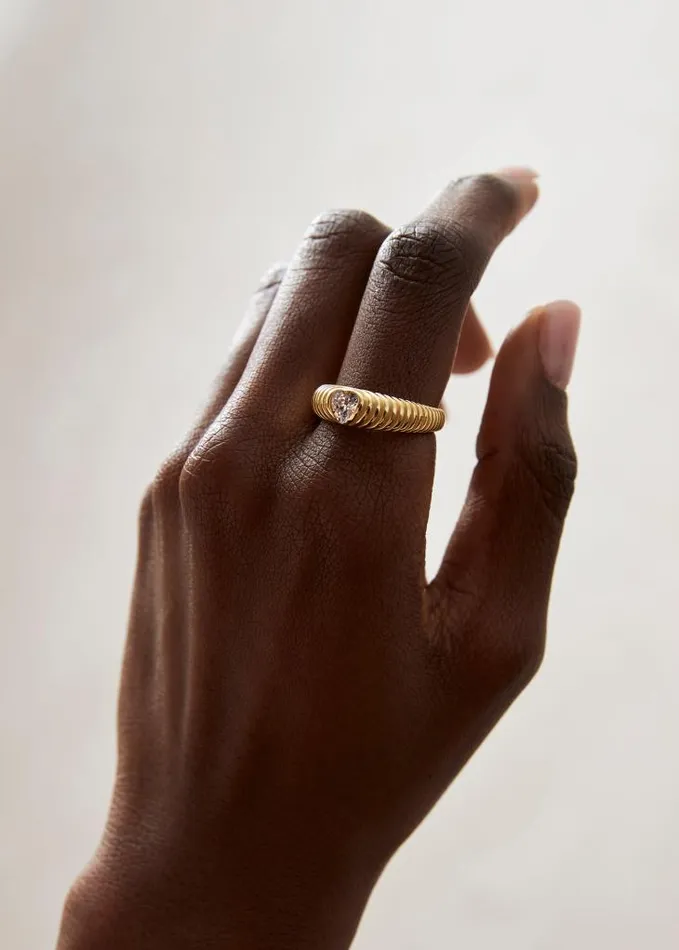 ALOHAS Jewelry Women Zap 8211 Gold And Crystal Ring