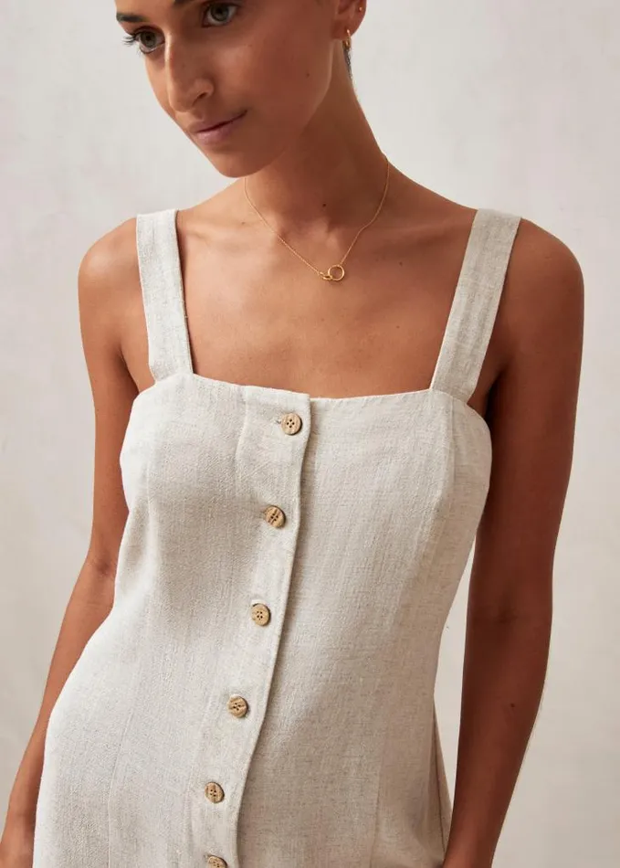 ALOHAS Jumpsuits Women Moira 8211 Beige Linen Romper