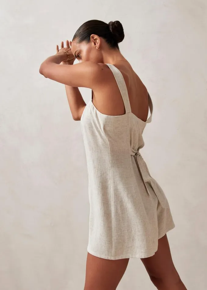 ALOHAS Jumpsuits Women Moira 8211 Beige Linen Romper