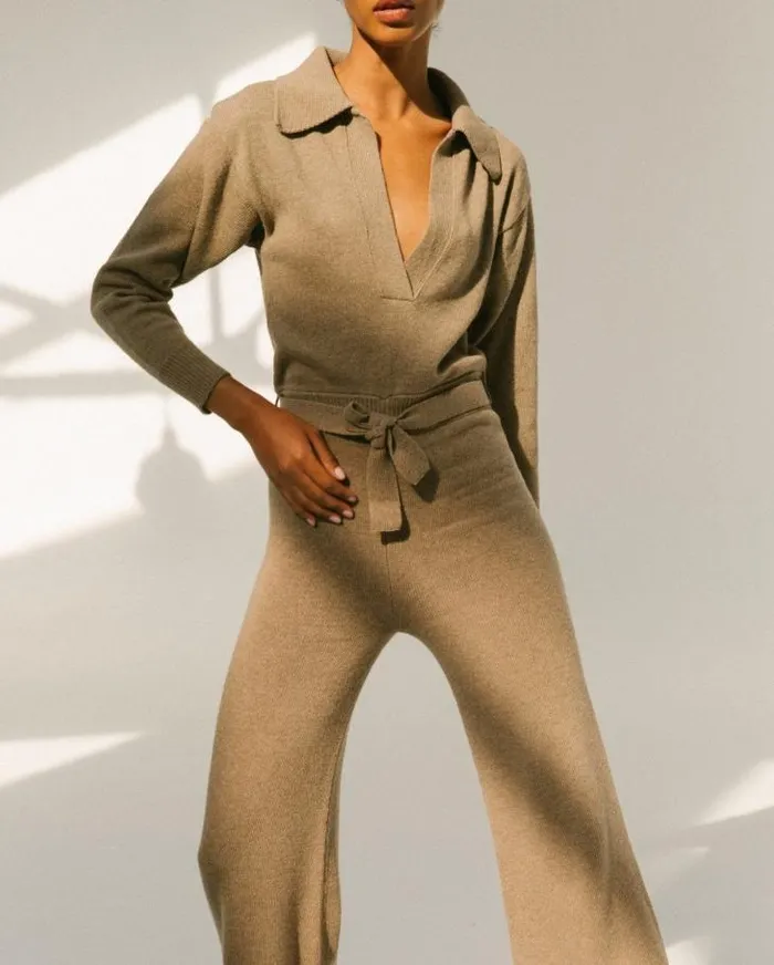 ALOHAS Jumpsuits Women Timeline 8211 Brown Knit Jumpsuit