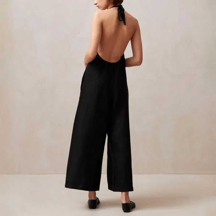 ALOHAS Jumpsuits Women Yona 8211 Black Linen Jumpsuit