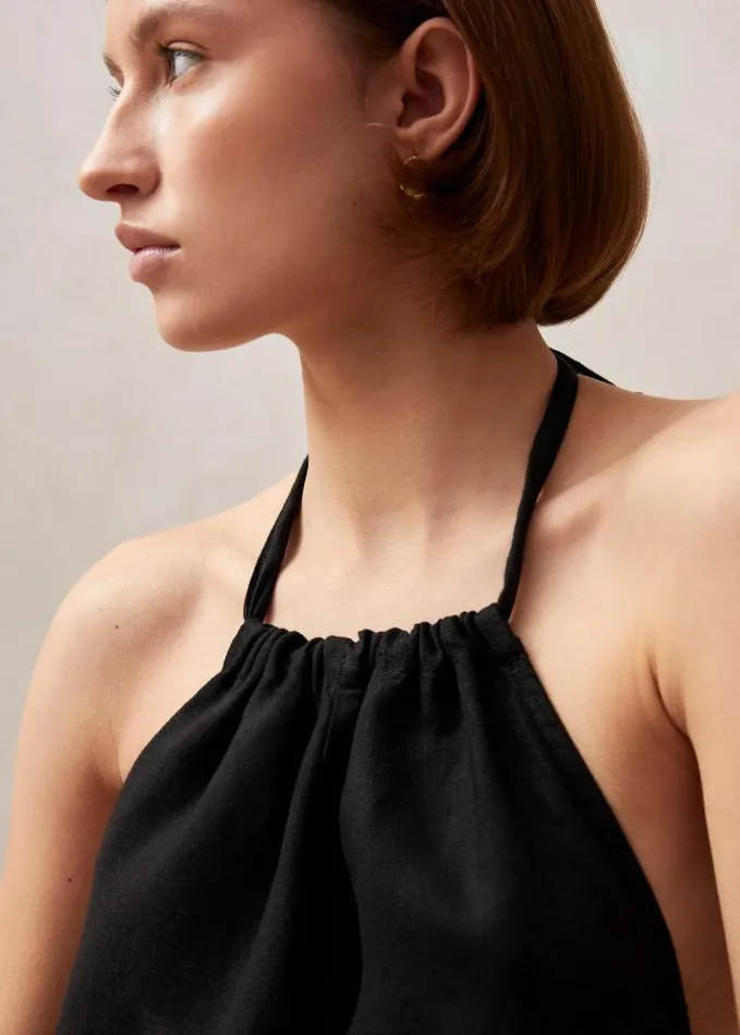 ALOHAS Jumpsuits Women Yona 8211 Black Linen Jumpsuit