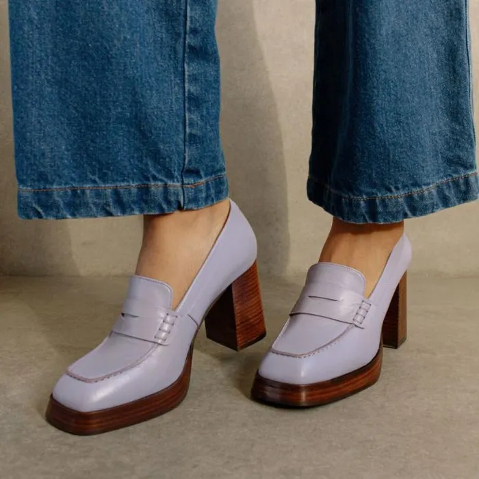 ALOHAS Loafers Women Busy 8211 Purple Leather Loafers