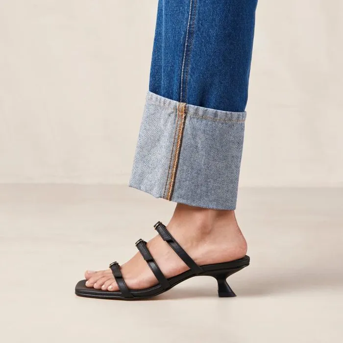 ALOHAS Mules Women Artefact 8211 Black Leather Sandals