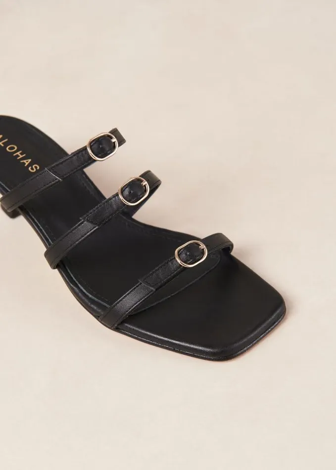 ALOHAS Mules Women Artefact 8211 Black Leather Sandals