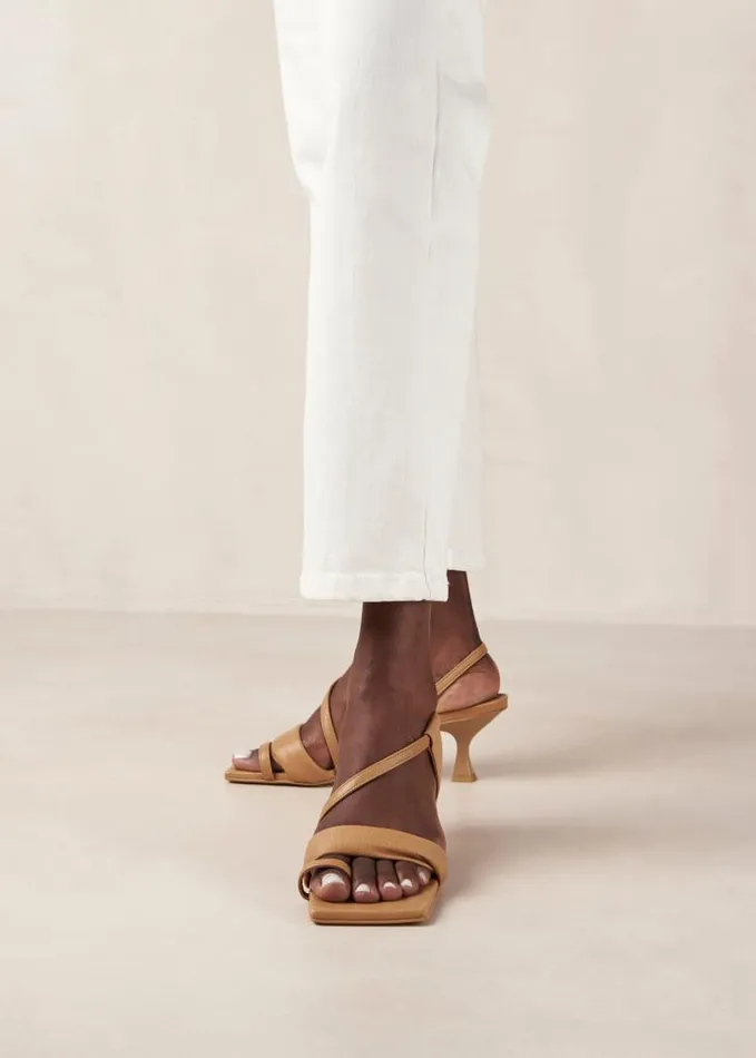 ALOHAS Mules Women Asymmetric Straps 8211 Brown Leather Mules