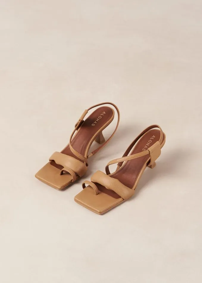 ALOHAS Mules Women Asymmetric Straps 8211 Brown Leather Mules