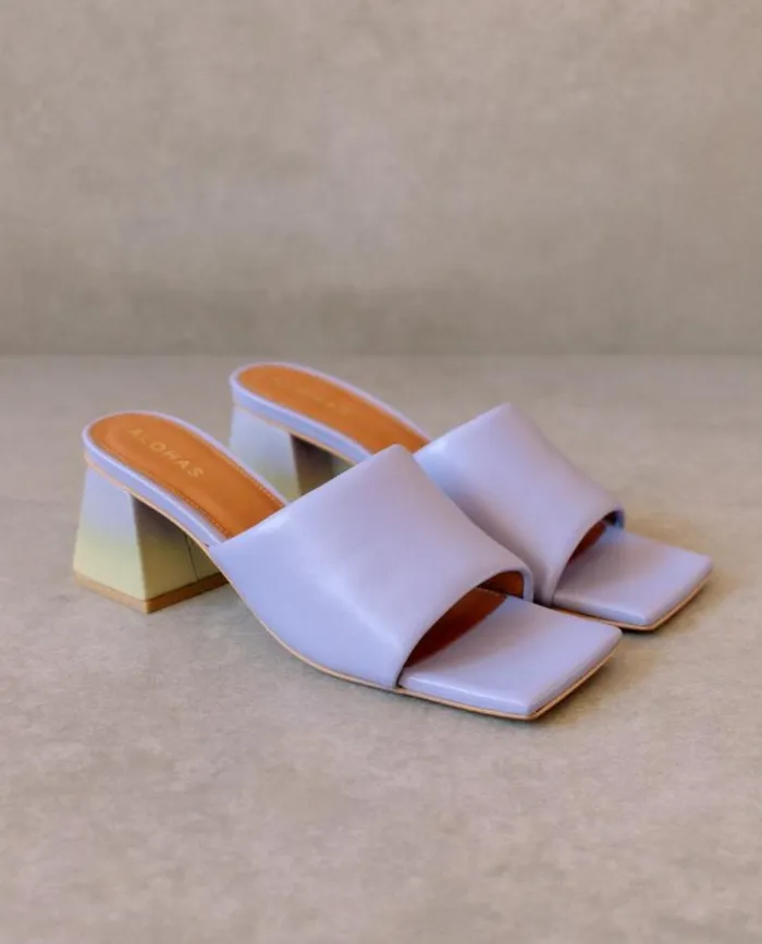 ALOHAS Mules Women Brushed Degrad 8211 Purple And Yellow Leather Sandals