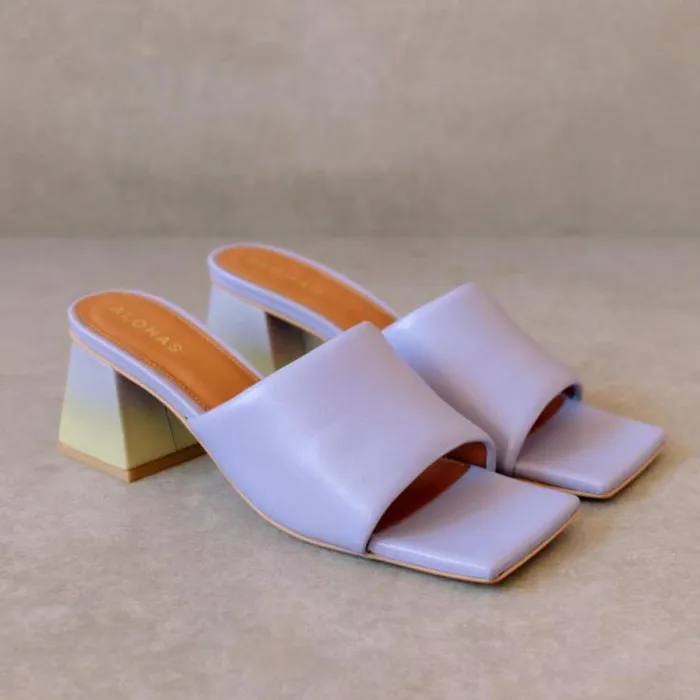 ALOHAS Mules Women Brushed Degrad 8211 Purple And Yellow Leather Sandals