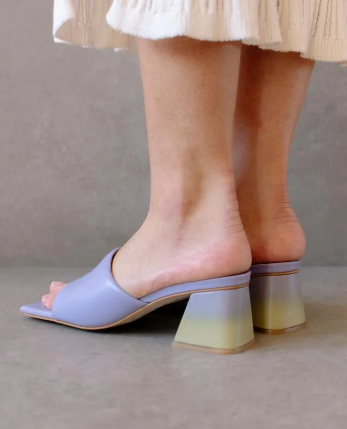 ALOHAS Mules Women Brushed Degrad 8211 Purple And Yellow Leather Sandals