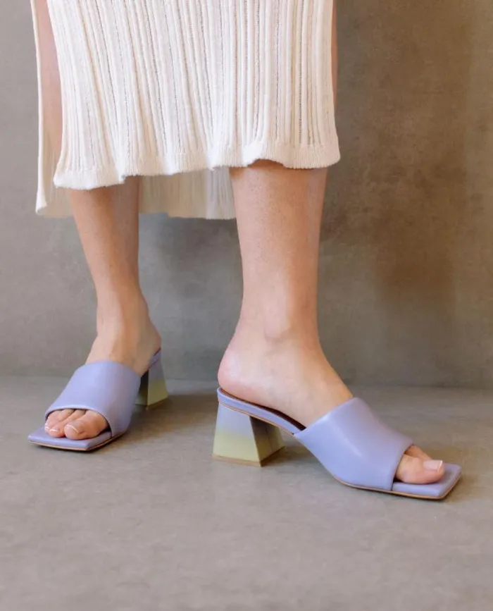 ALOHAS Mules Women Brushed Degrad 8211 Purple And Yellow Leather Sandals