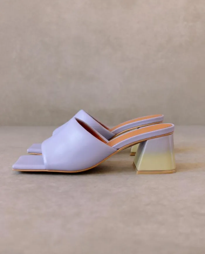 ALOHAS Mules Women Brushed Degrad 8211 Purple And Yellow Leather Sandals