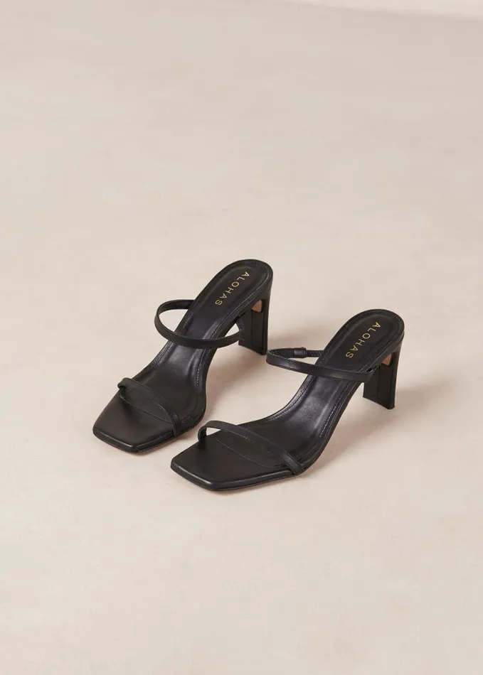 ALOHAS Mules Women Cannes 8211 Black Leather Sandals