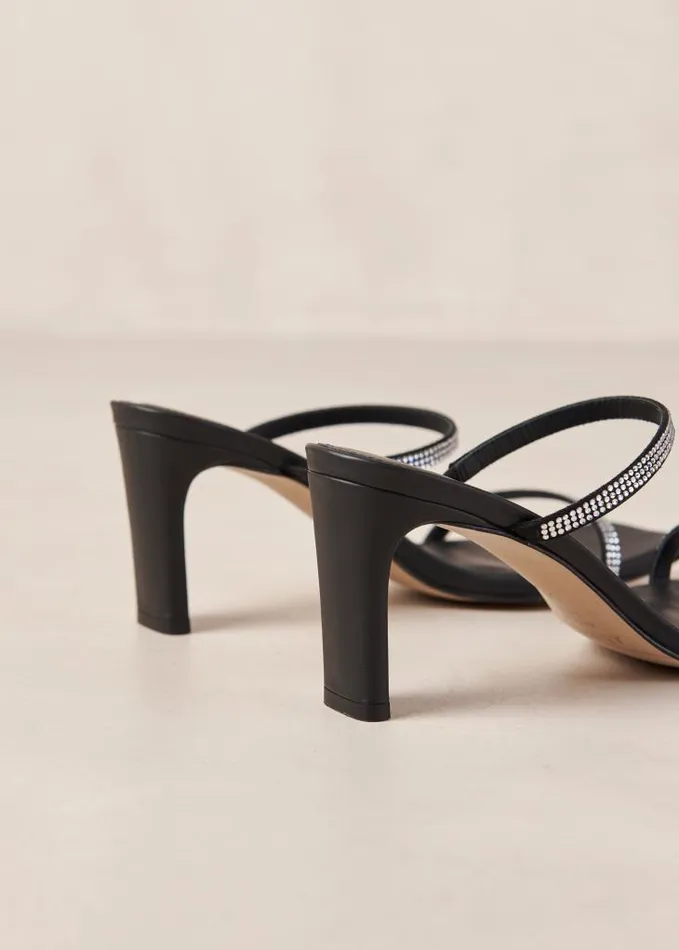 ALOHAS Mules Women Cannes Glow 8211 Black Leather And Crystals Sandals