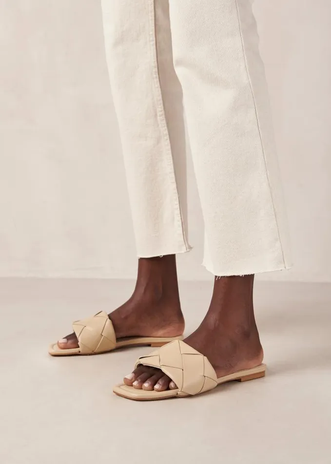 ALOHAS Mules Women Claquettes Woven 8211 Beige Vegan Leather Sandals