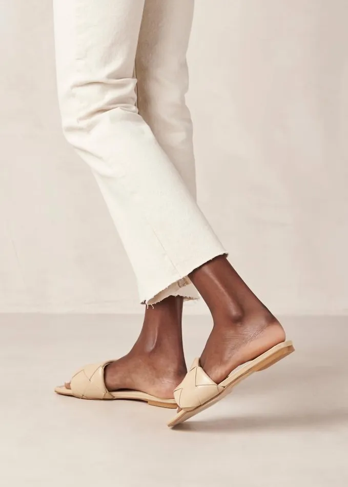 ALOHAS Mules Women Claquettes Woven 8211 Beige Vegan Leather Sandals